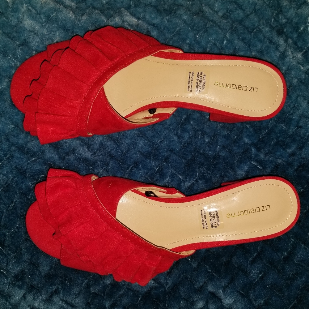 Liz Claiborne red ruffle sandals